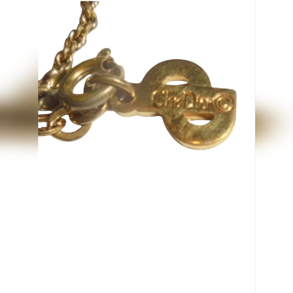 Christian Dior CD Logo Crystal Necklace Gold Tone Vintage Y2K - Picture 6 of 9